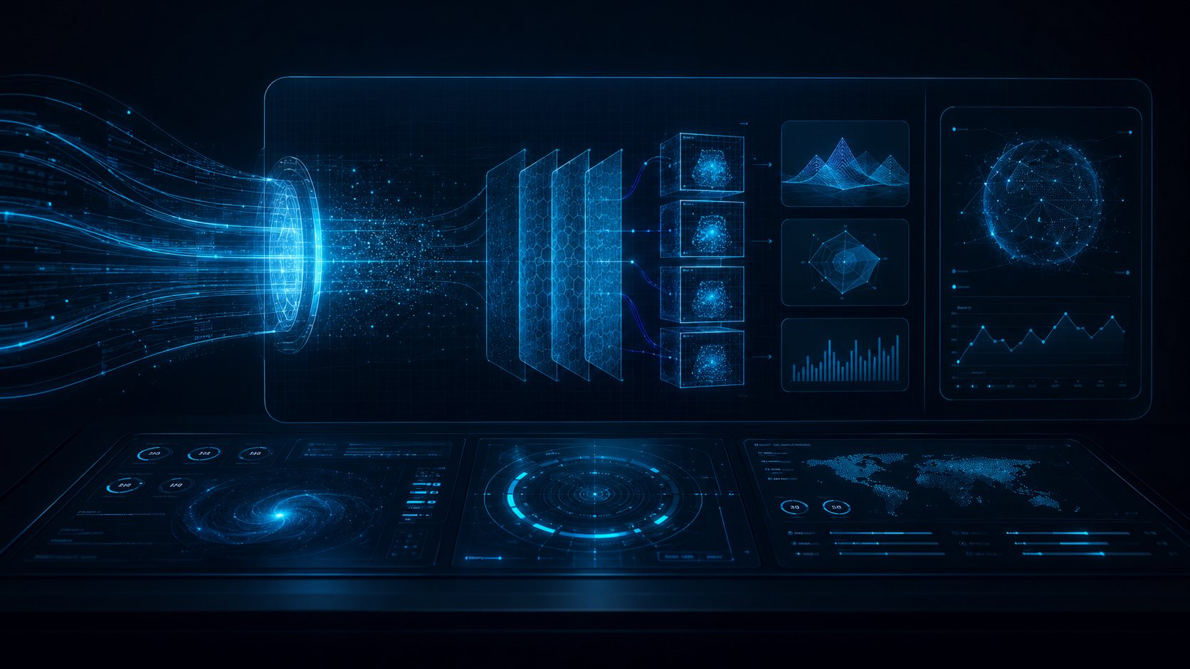 Raw data streaming through the R-MAP method layers into working instruments and live charts