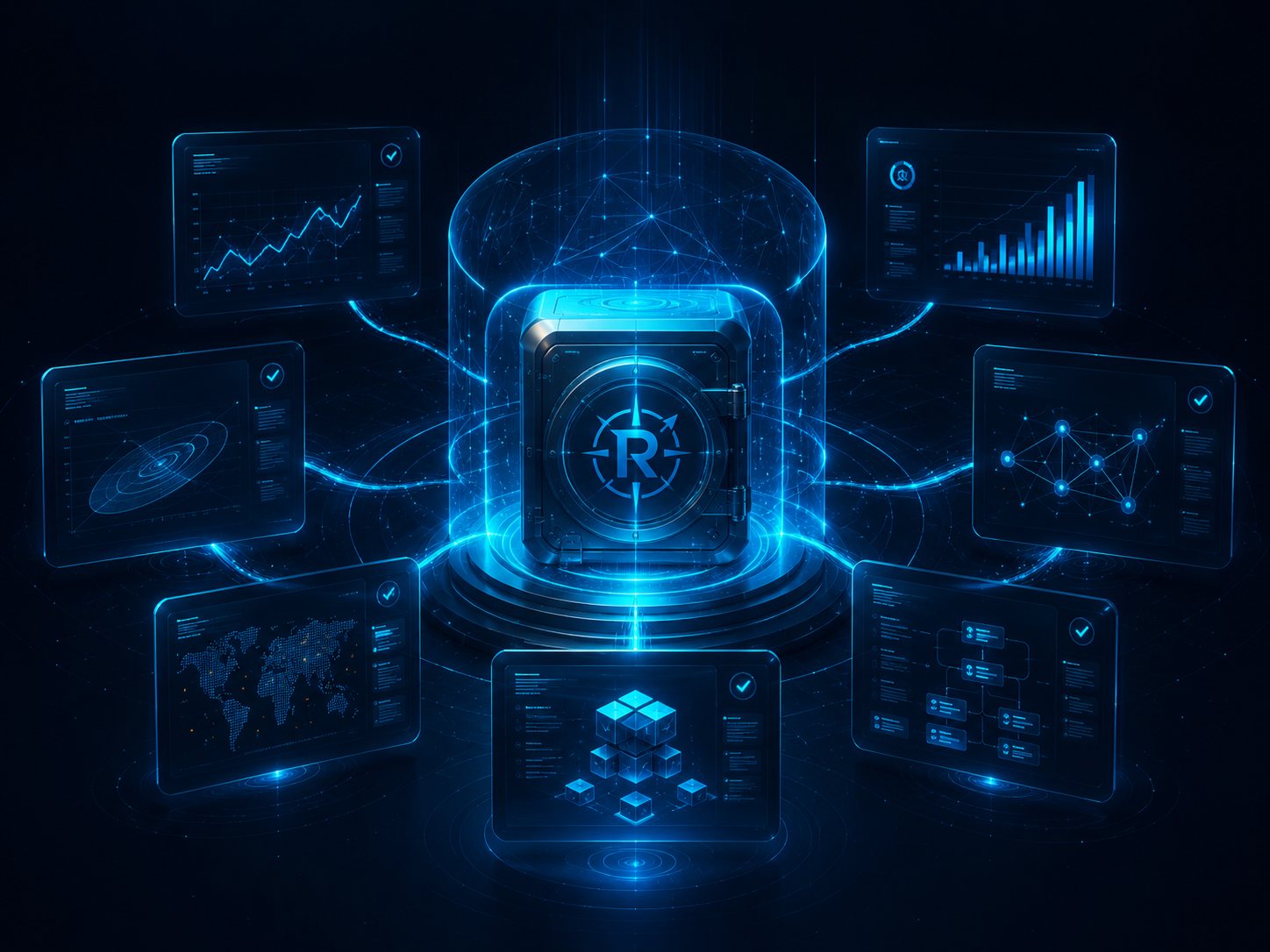 The R-MAP vault — a protected core surrounded by verified model screens